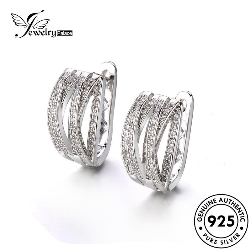 Jewelrypalace Moissanite Multi-Layer Anting Berlian Asli925 Perak Wanita Hoop E193