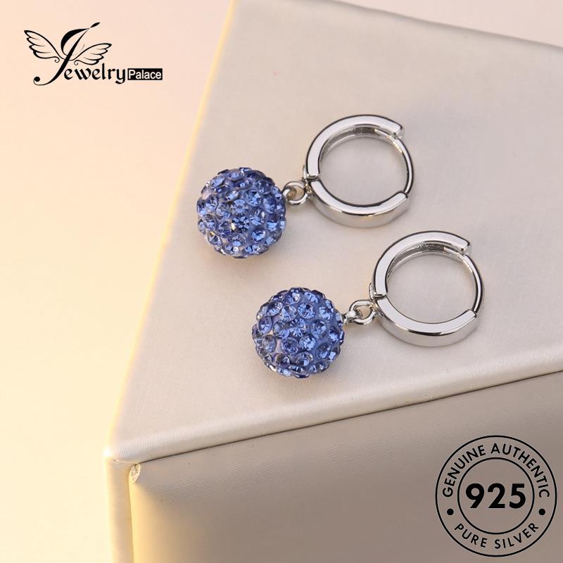 Jewelrypalace Sapphire925 Anting Wanita Asli Hoop Bulat Perak E417