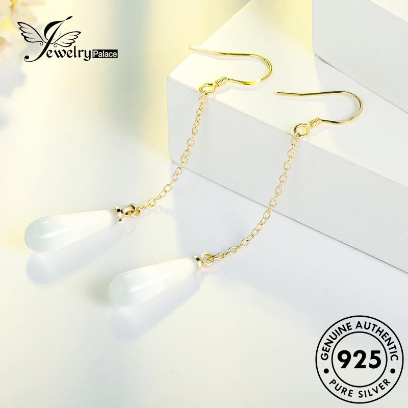 Jewelrypalace Anting Emas925 Kait Panjang Perak Asli Jumbai Wanita Opal E665