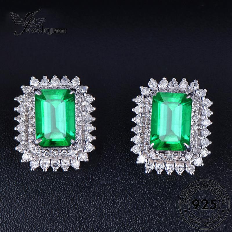 Jewelrypalace Stud Wanita Anting Zamrud Asli Perak925 Lapis Emas E327