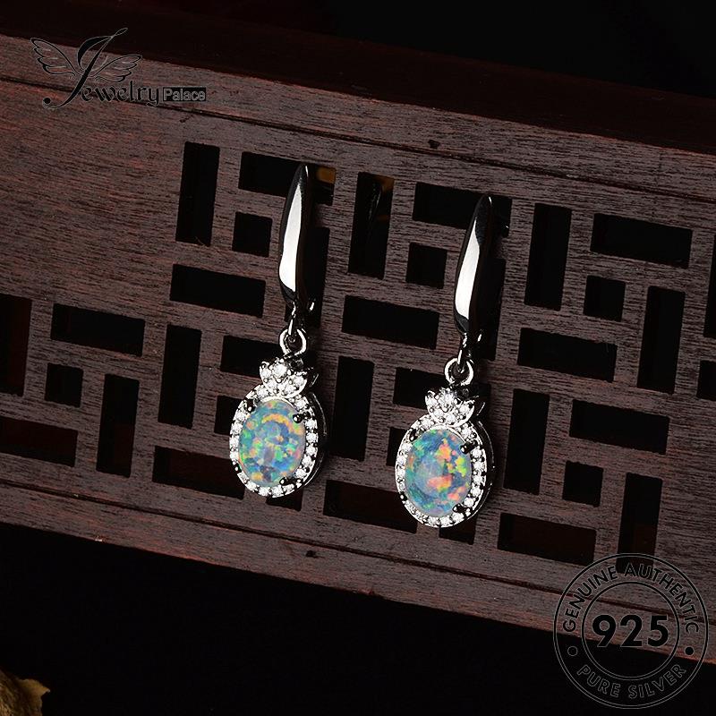 Jewelrypalace Anting Hoop Oval Opal Asli Wanita Bentuk Perak925 E702