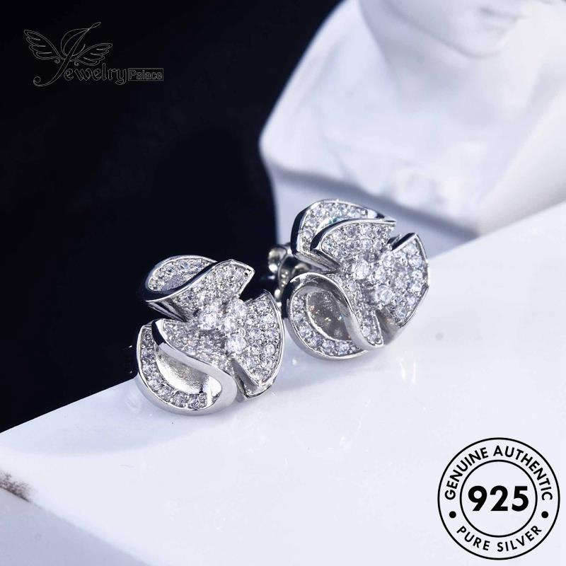 Jewelrypalace Anting Perak Begonia Bunga Wanita Stud Moissanite925 Berlian Asli E880