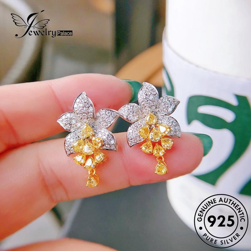 Jewelrypalace Anting925 Citrine Asli The Women Flowers Perak Stud E881