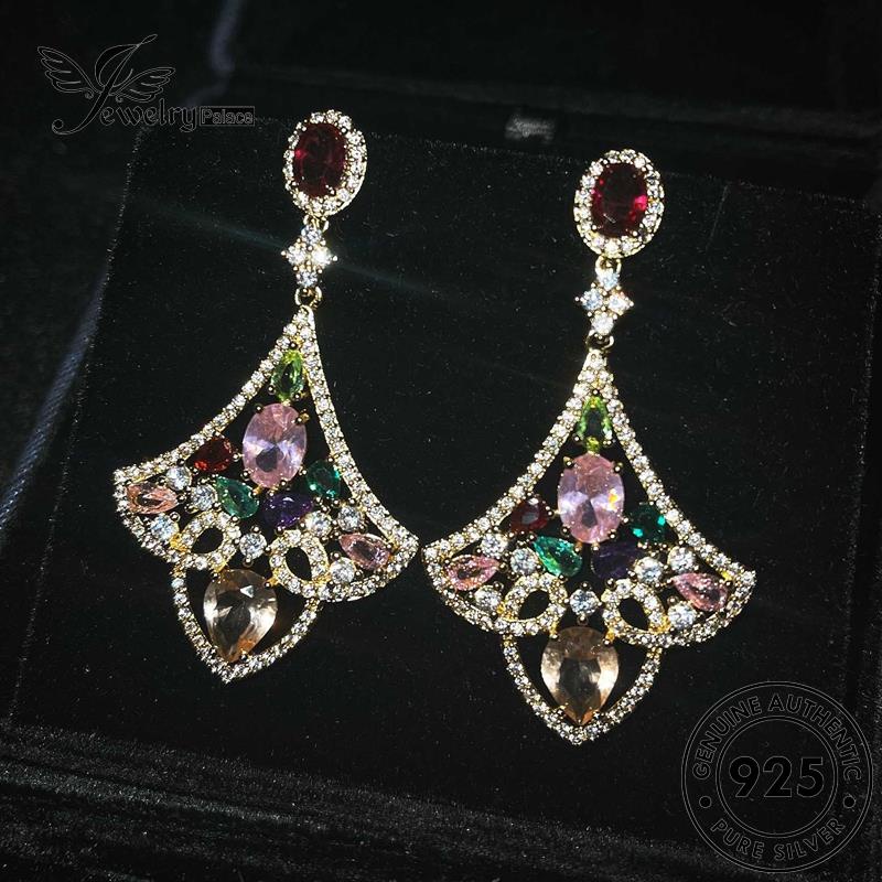 Jewelrypalace Sektor Wanita Emas Pink Anting Kristal Berlian Stud Perak925 Asli E838