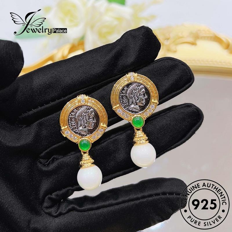 Jewelrypalace Apollo Koin Perak Dewa925Mutiara Wanita Anting Matahari Stud Kuno Asli E972