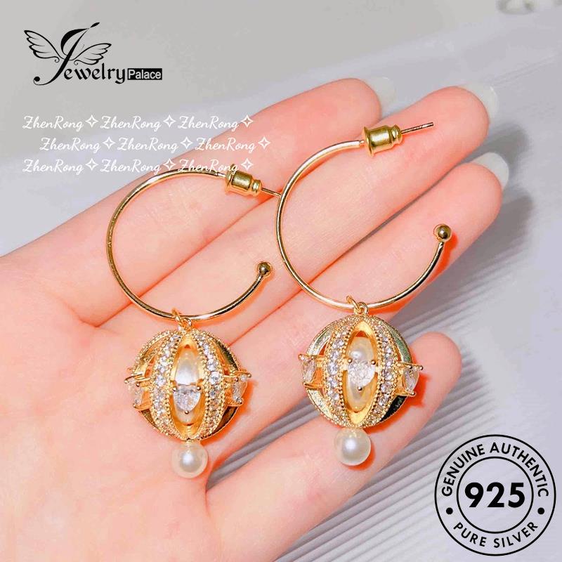 Jewelrypalace Anting Bulat925 Wanita Emas Asli Tusuk Silver Mutiara E990