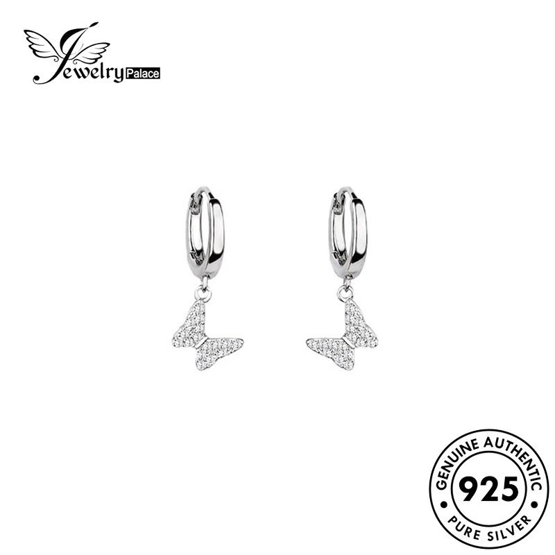 Jewelrypalace925 Anting Hoop Gold Kupu Wanita Berlian Silver Asli Moissanite E948