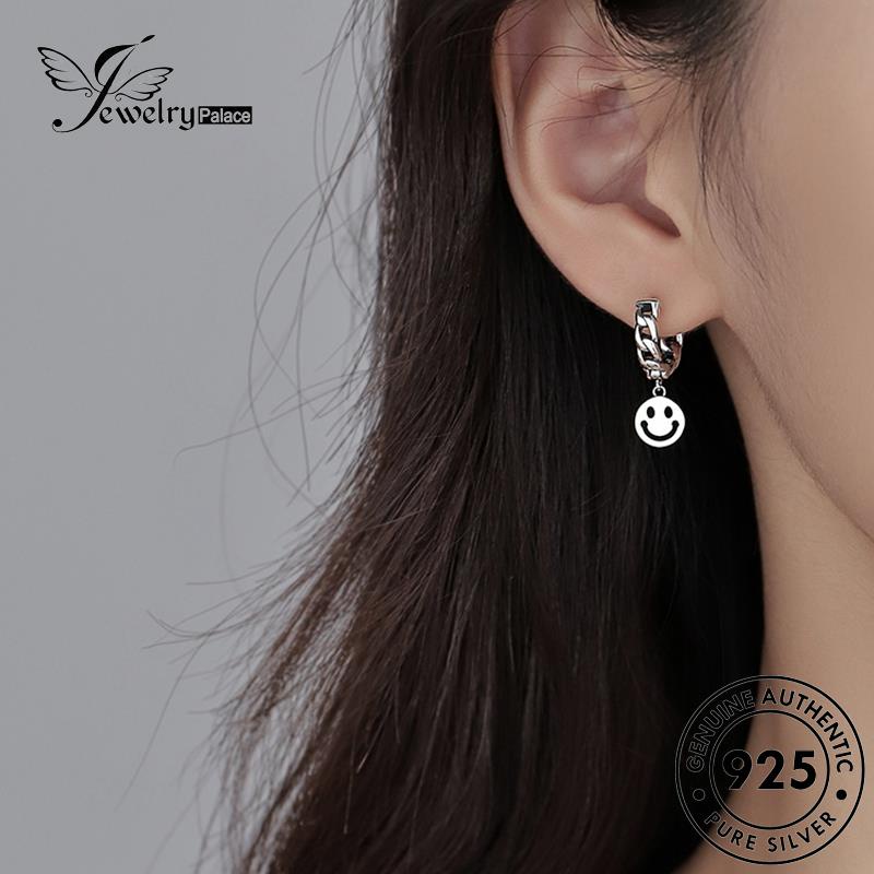 Jewelrypalace925 Anting Hoop Smiley Perak Lilit Asli Wanita E952