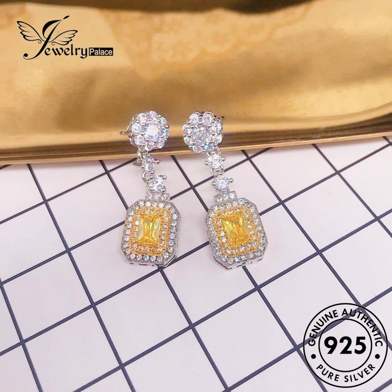 Jewelrypalace Wanita Asli Anting Kotak925 Citrine Perak Stud E1034