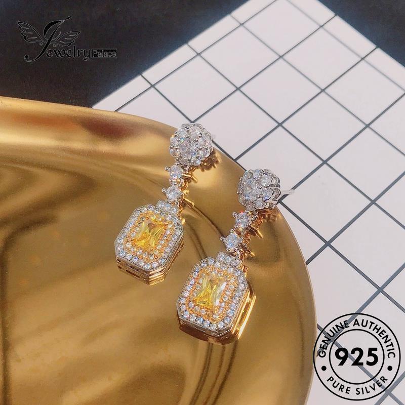 Jewelrypalace Wanita Asli Anting Kotak925 Citrine Perak Stud E1034