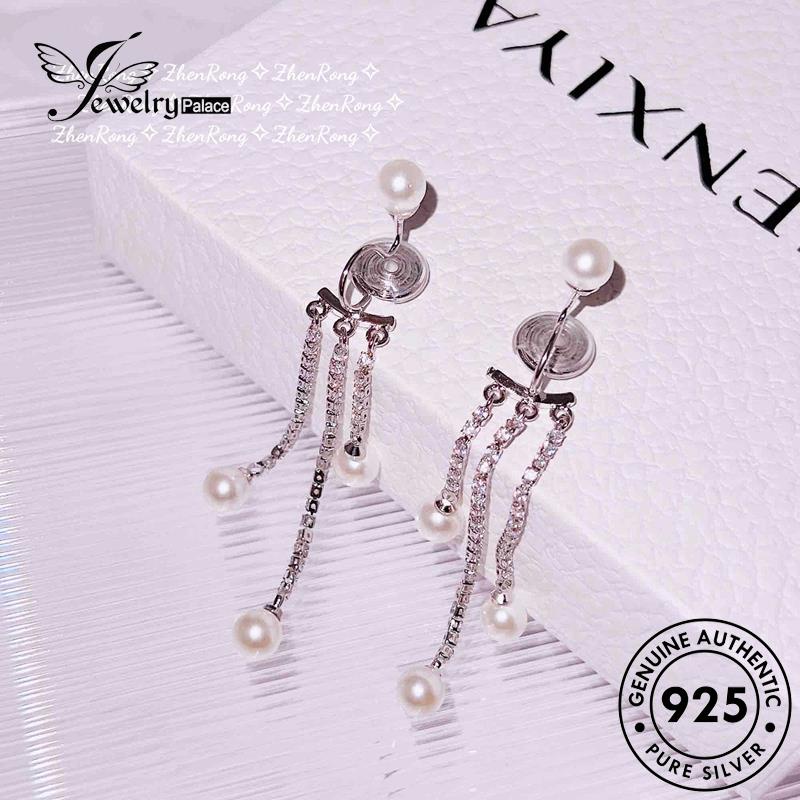 Jewelrypalace Anting Wanita Asli Hoop Silver Rumbai Mutiara925 E1001