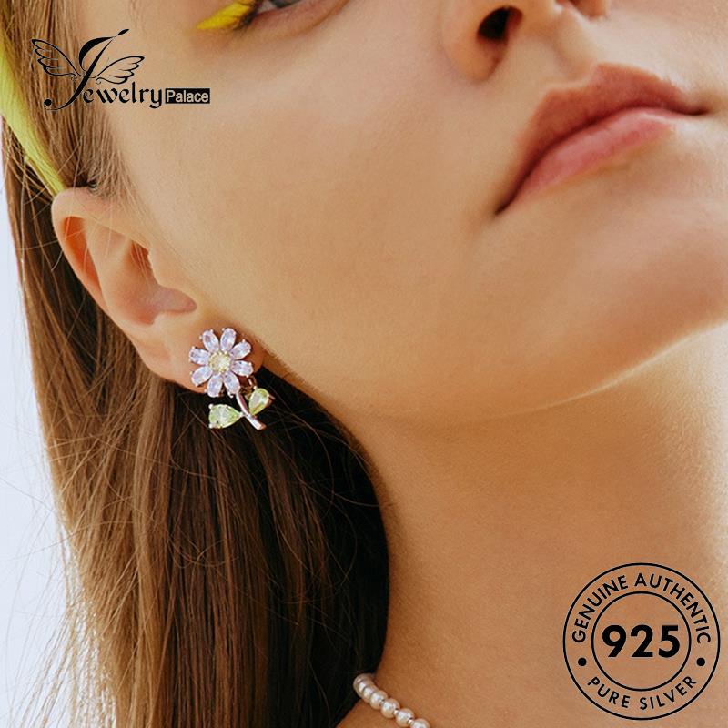 Perhiasantempat Wanita Daisy Asli Citrine Earrings Little925 Stud Perak E1073