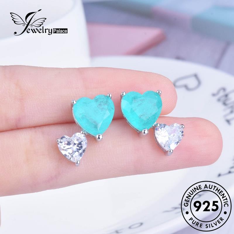 Jewelrypalace Berlian Wanita Perak Love Asli Moissanite Anting925 Stud E1079