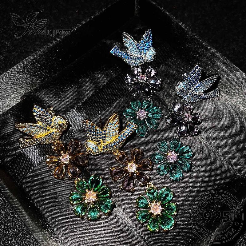 Jewelrypalace Anting Emas Wanita Zamrud Perak Asli Burung Tusuk Kelopak925 E1124