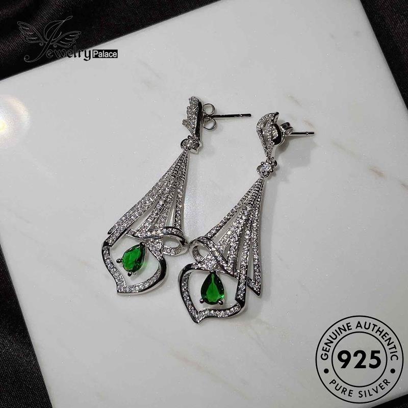 Jewelrypalace Pear Wanita Bentuk Zamrud Asli Stud Perak925 Anting E1129