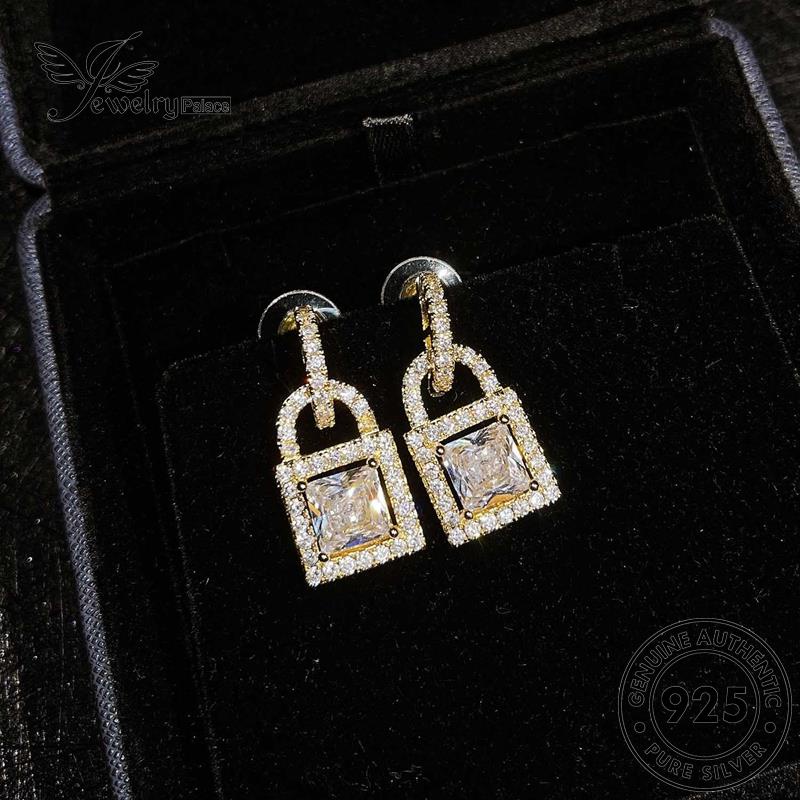 Jewelrypalace Anting Emas Persegi Moissanite Perak Tusuk Berlian Wanita Asli925 E1131