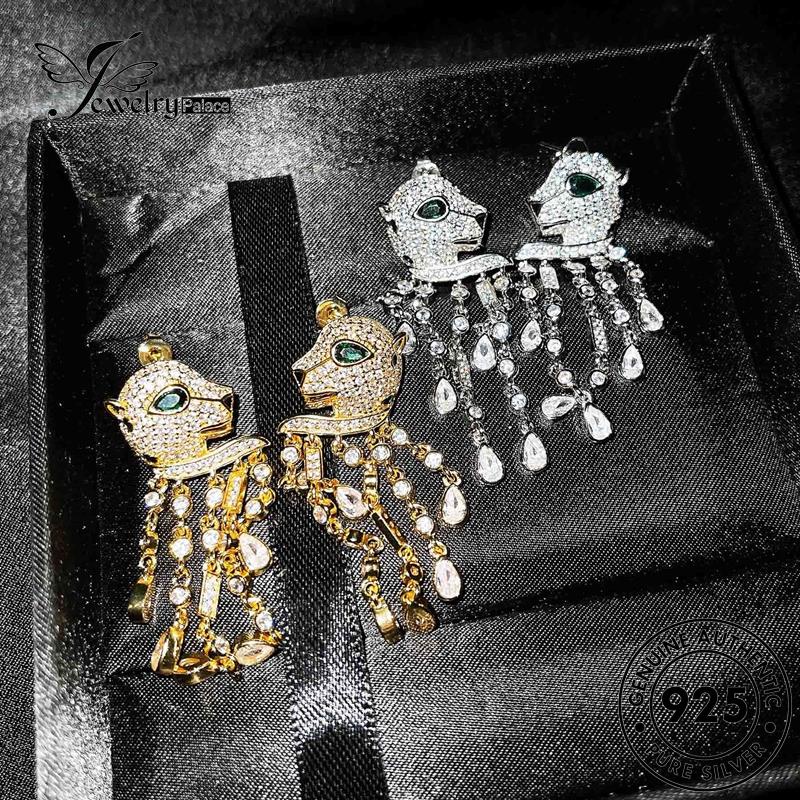 Jewelrypalace Anting Giwang Perak Wanita Leopard Berlian Asli Moissanite925 E1132