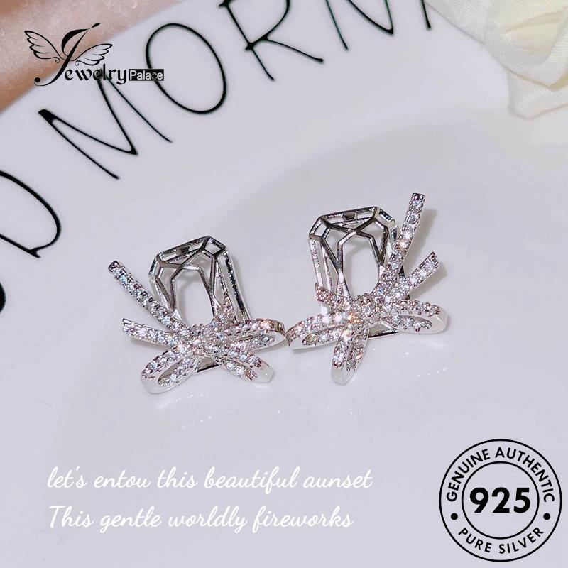 Jewelrypalace Stud Anting Perak Wanita Dasi Kupu925 Moissanite Berlian Asli E1147