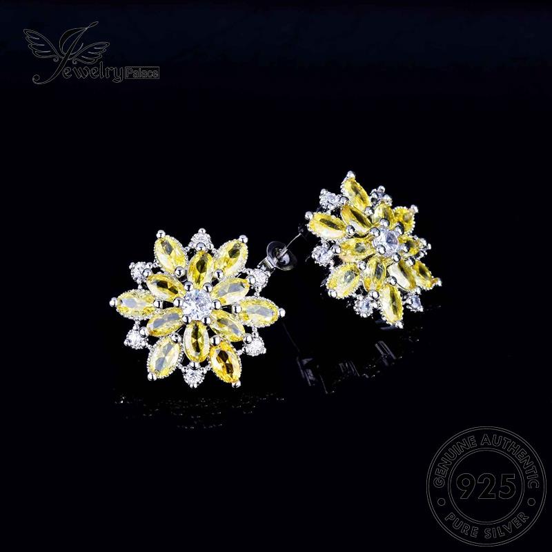 Jewelrypalace Citrine Stud925 Wanita Asli Silver Anting Daisy Bunga E1109