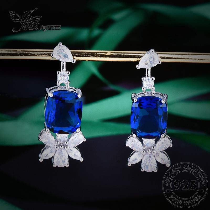 Jewelrypalace Anting Tusuk Sapphire Wanita Perak Asli Oval925 E1165