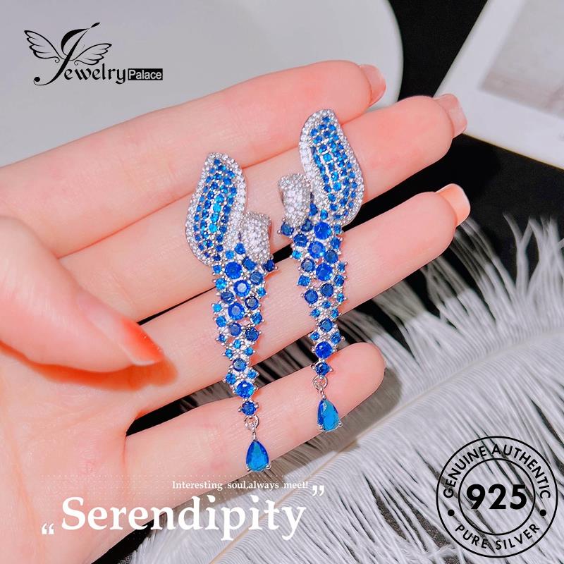 Jewelrypalace Anting Sapphire Asli Stud Silver Pear925Bentuk Wanita E1205