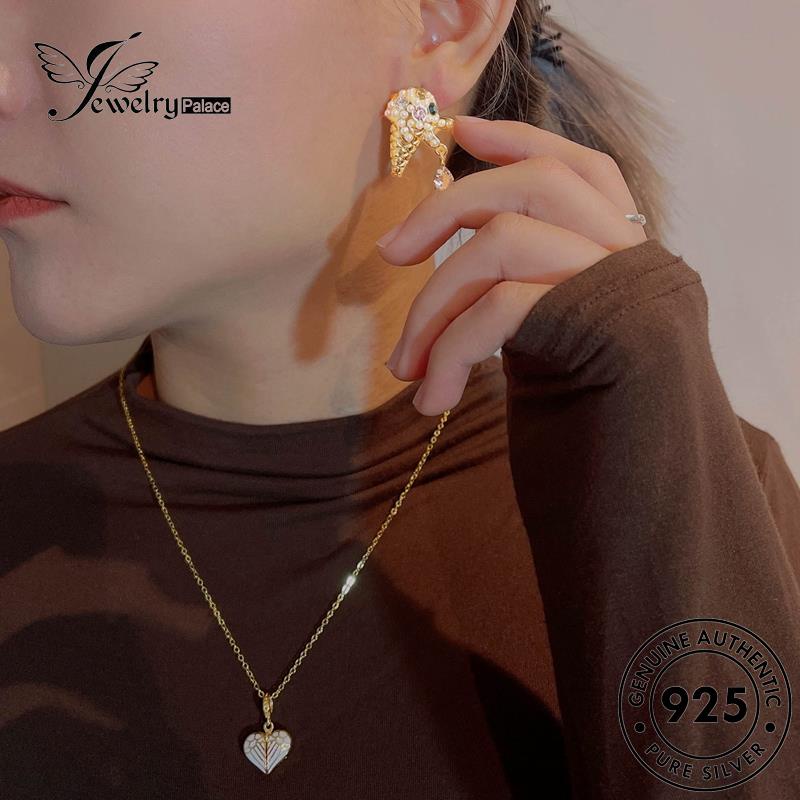 Perhiasantempat Wanita925Asli Anting Hoop Mutiara Perak Gold Ice Cream E1286