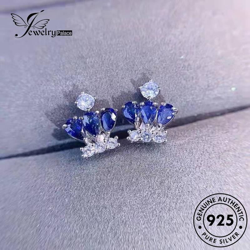 Jewelrypalace Silver Stud Asli Anting Mahkota Wanita Safir925 E1299