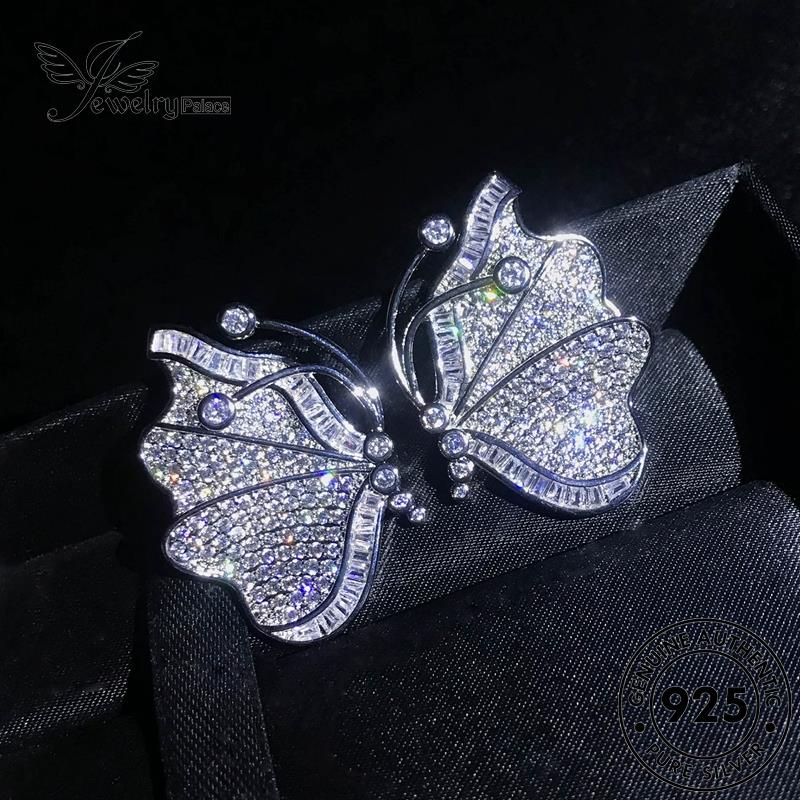 Jewelrypalace Perak Stud Moissanite Wanita925 Anting Berlian Asli Butterfly E1251