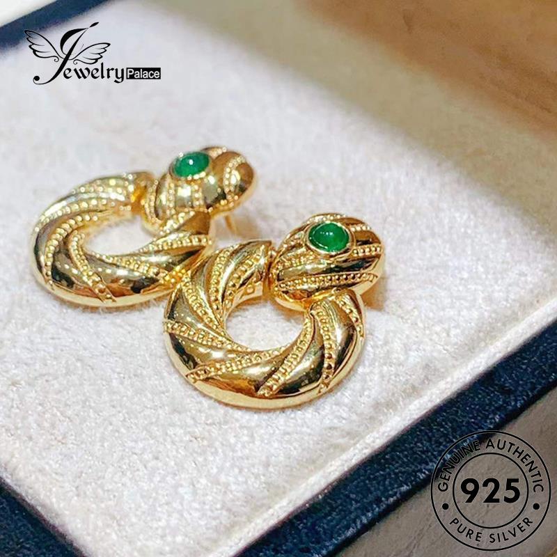 Jewelrypalace Anting Perak Tusuk Wanita Asli Serpentine Gold Emerald925 E1260