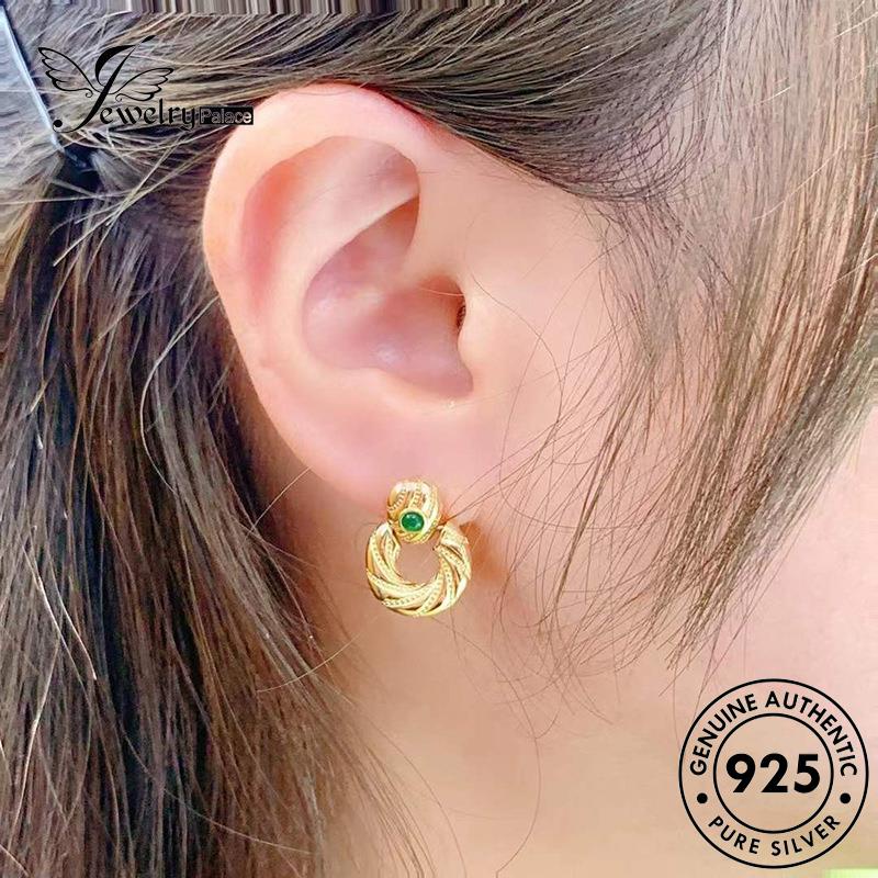 Jewelrypalace Anting Perak Tusuk Wanita Asli Serpentine Gold Emerald925 E1260