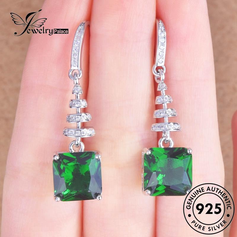 Jewelrypalace Stud Asli925 Wanita Anting Emerald Oval Perak E1262