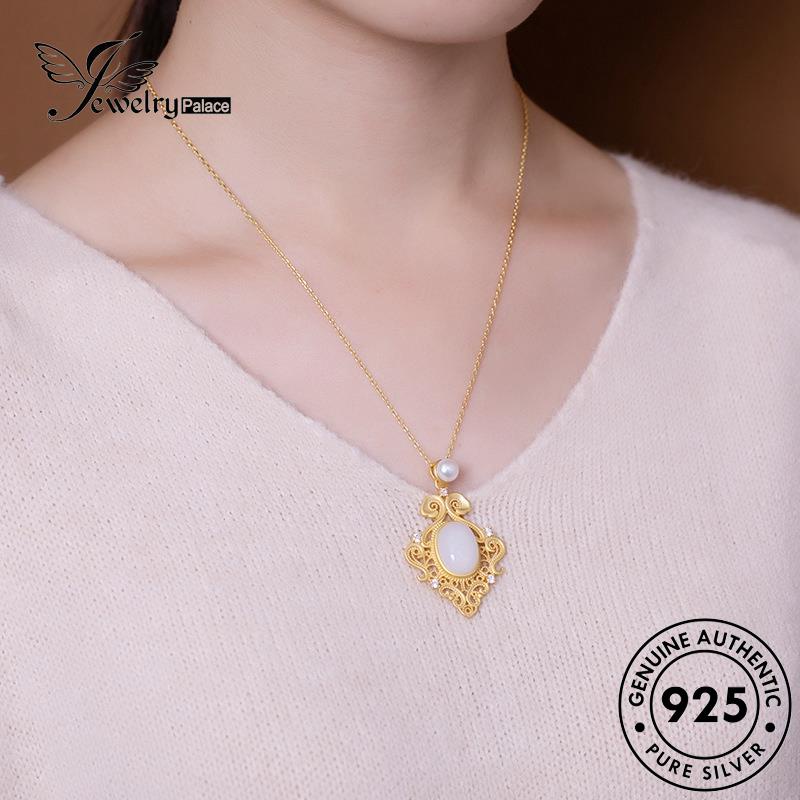 Jewelrypalace Fashion Giok Asli Kalung Wanita925 Hollow Perak N58