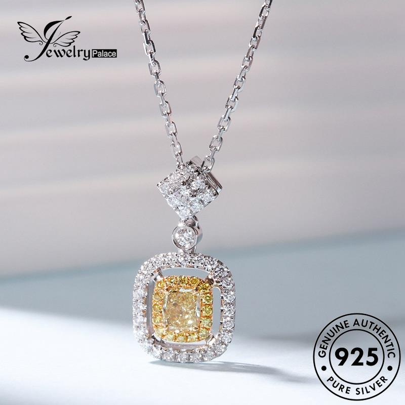 Jewelrypalace Berlian Asli Fashion Kalung Wanita925 Perak Citrine Square N151