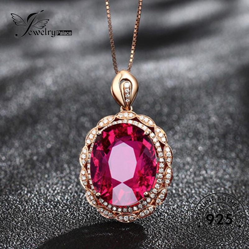 Jewelrypalace Ruby Kalung Emas Telur Asli925Bentuk Wanita Fashionable Perak N325