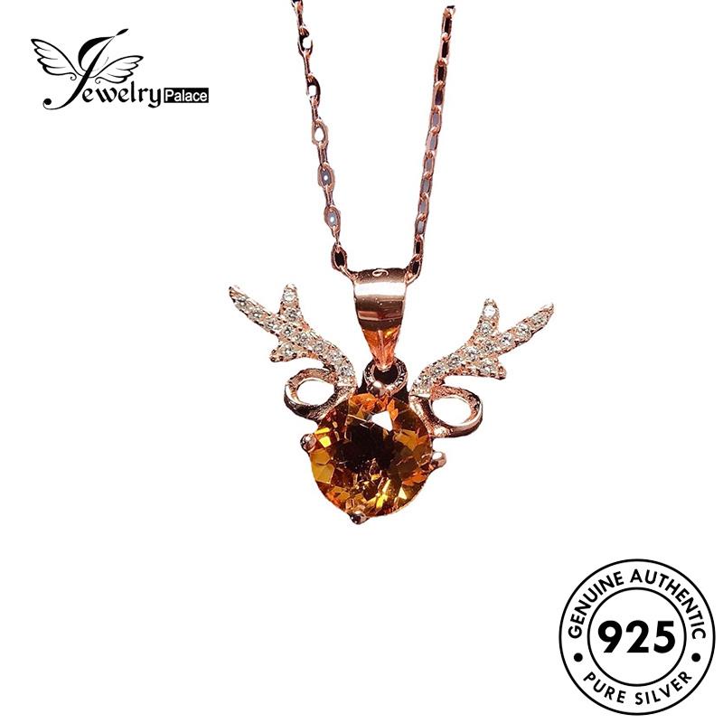 Jewelrypalace Emas Asli Perak Elk Citrine Lucu925 Wanita Kalung N939