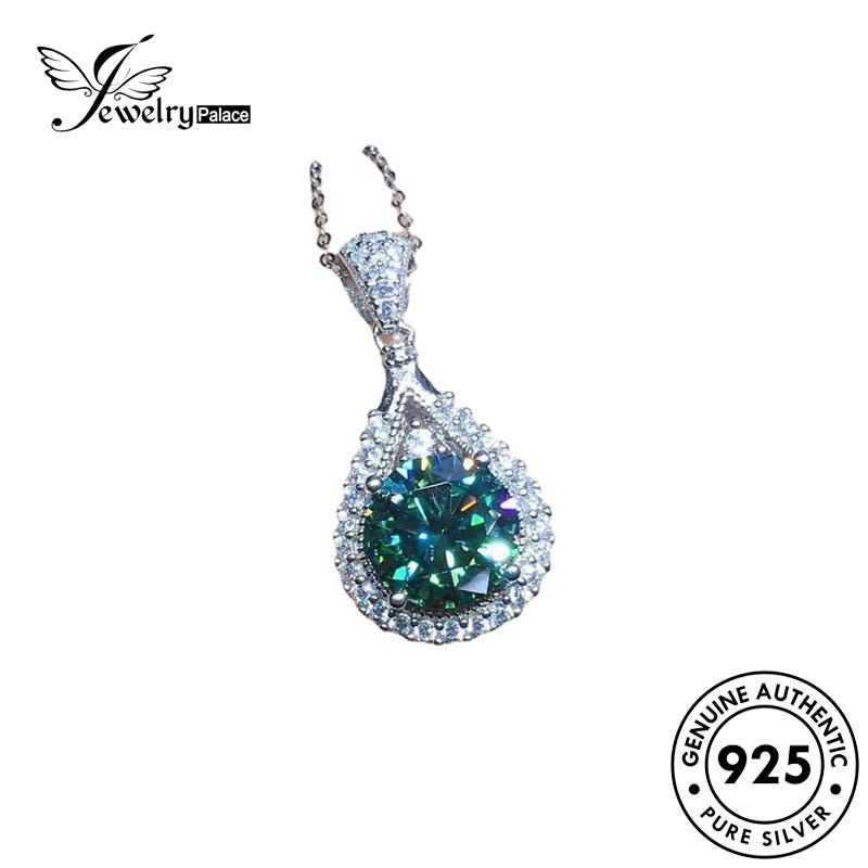 Jewelrypalace Asli Wanita Fashion Emerald Drop Perak925 Kalung N940