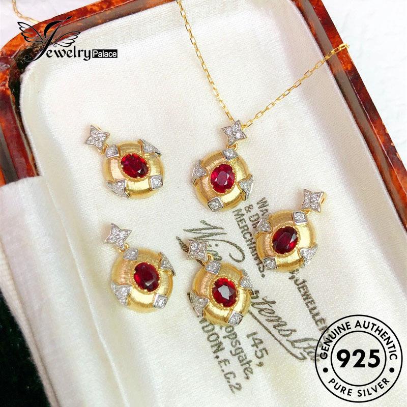 Jewelrypalace Perak Asli Wanita Lingkaran Emerald Kalung Kreatif925 N1108