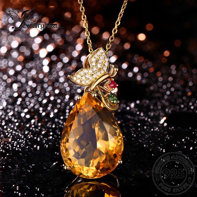 Jewelrypalace Kalung Perak Asli Wanita Kreatif Citrine Butterfly925 N1176