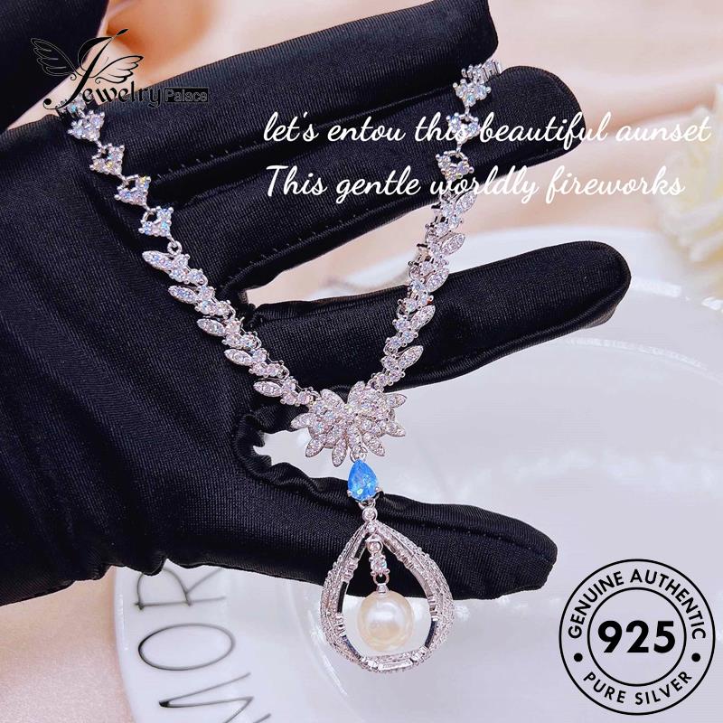 Jewelrypalace925 Kalung Berlian Mewah Wanita Silver Moissanite Original N1315