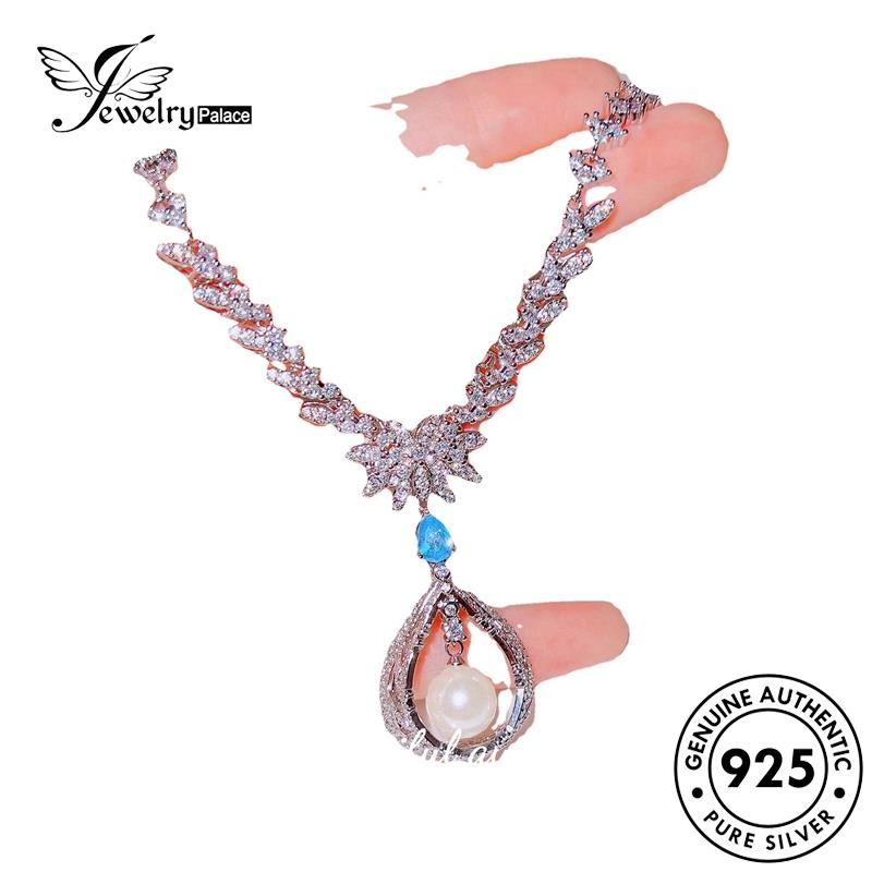 Jewelrypalace925 Kalung Berlian Mewah Wanita Silver Moissanite Original N1315