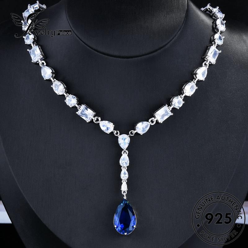 Jewelrypalace925 Wanita Kalung Safir Silver Asli Mewah N1316