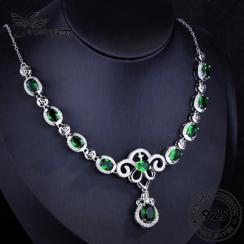 Jewelrypalace925fashion Telur Perak Wanita Bentuk Kalung Asli Emerald N1358