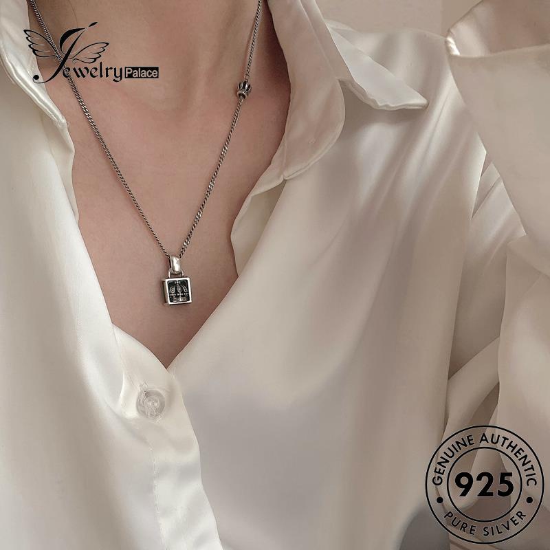 Jewelrypalace Kalung Perak Kotak Berlian Fashion Wanita Zamrud925 Asli N1382