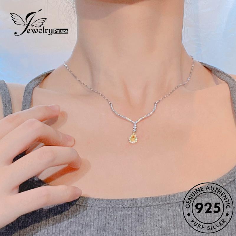 Jewelrypalace Drop Fashion Kalung Perak Asli Wanita Citrine925 N1328