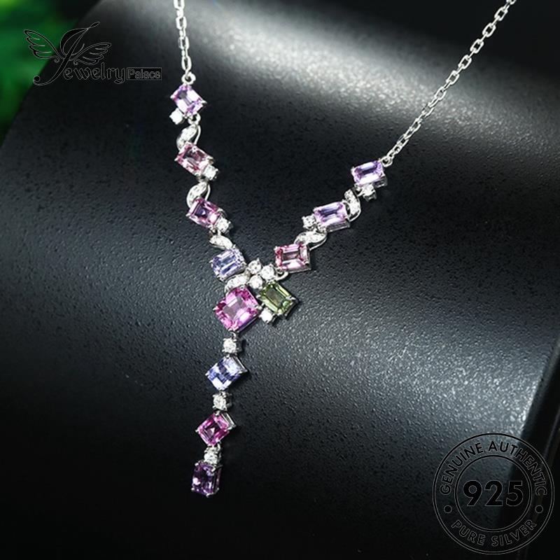 Jewelrypalace Crystal Light925 Kalung Perak Wanita Berlian Mewah Pink Asli N1419