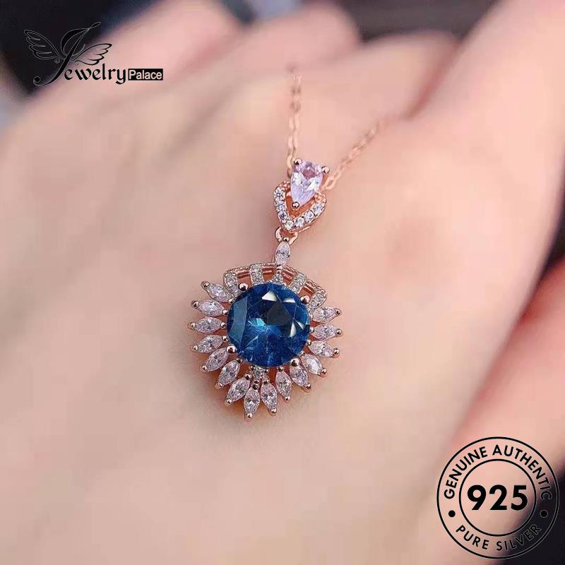 Jewelrypalace Perak Asli Mewah925 Wanita Kalung Safir Ringan N1422