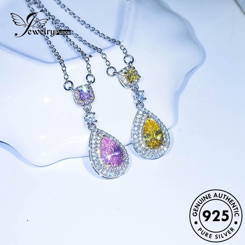 Jewelrypalace Amethyst Wanita Asli Perak Air Indah Tetes Kalung925 N1485