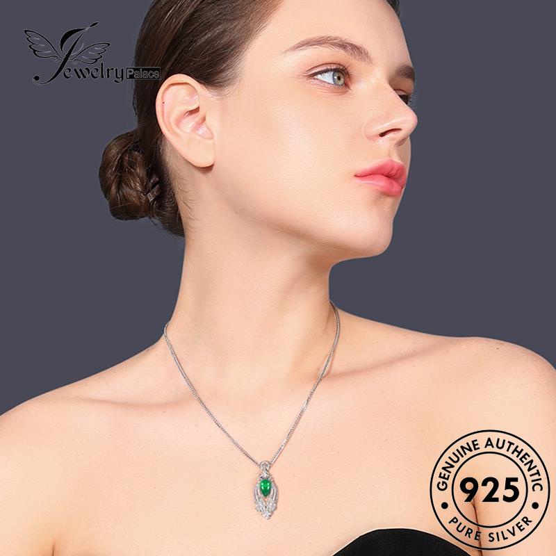 Jewelrypalace Peacock Emerald925 Perak Wanita Kalung Lucu Asli N1405