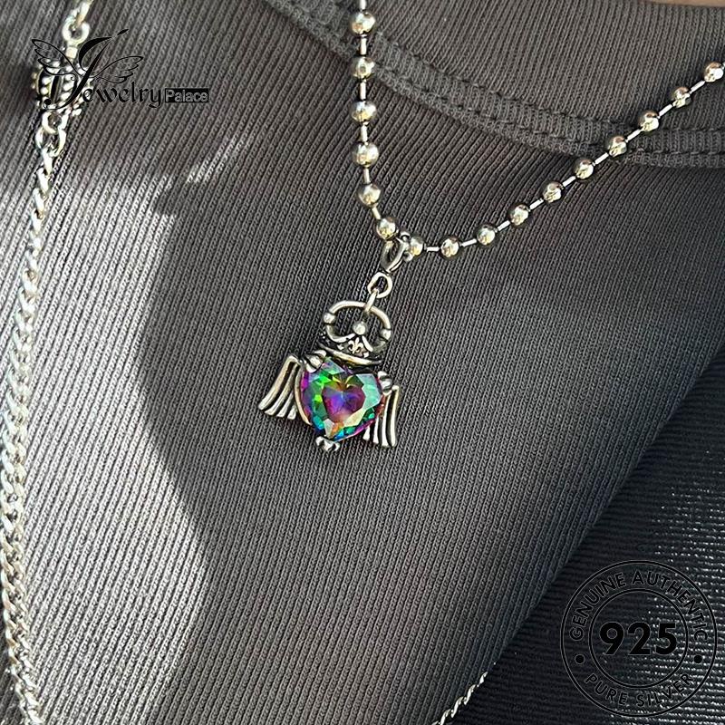 Jewelrypalace925 Kalung Sayap Creative Moonstone Wanita Perak Asli N1413