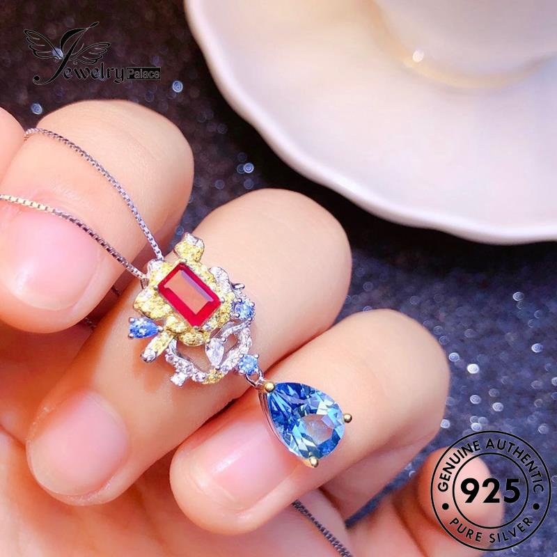 Jewelrypalace Perak Emas925 Sapphire Halus Kalung Wanita Asli N1570